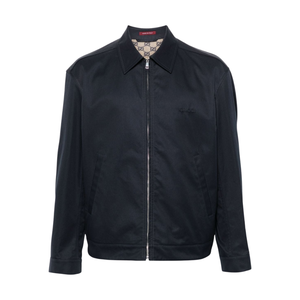 Chaqueta de sarga de algodón con tribanda Gucci
