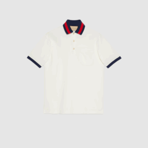 Polo de piqué de algodón con cuello con tribanda