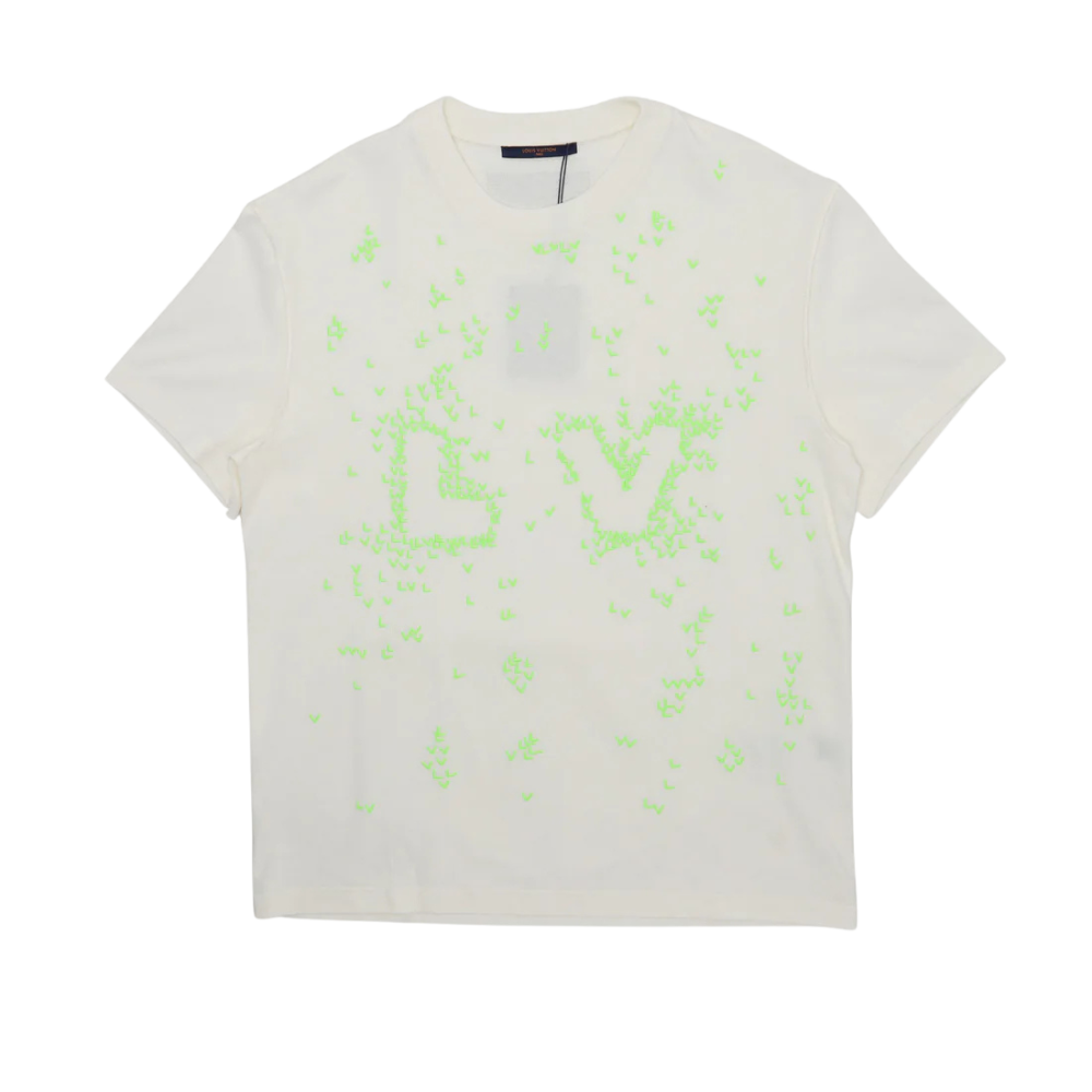 Camiseta Louis Vuitton LV Spread Embroidery Blanco Leche/Verde