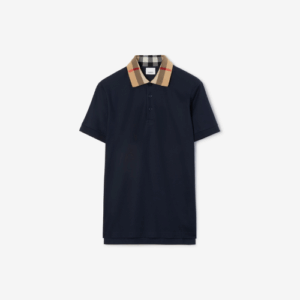 Check Collar Cotton Polo Shirt