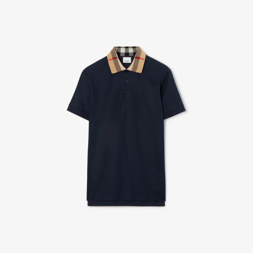 Check Collar Cotton Polo Shirt