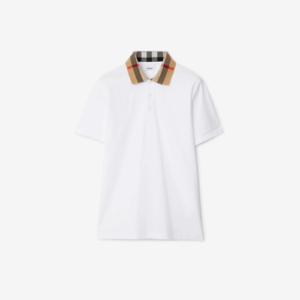 Check Collar Cotton Polo Shirt