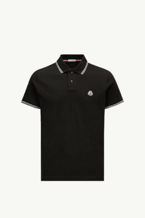 Polo de algodón con parche de logo negro - Polos y camisetas