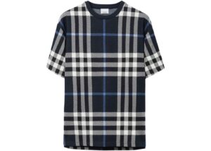 Camiseta Burberry Check Cotton Blanco/Azul Oscuro Hombre